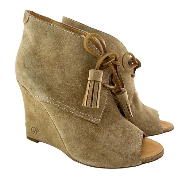 New Dsquared2 Women Shoes US 9 Booties Suede Leather Peep Toe Wedge Heel Lace-Up - Picture 1 of 17